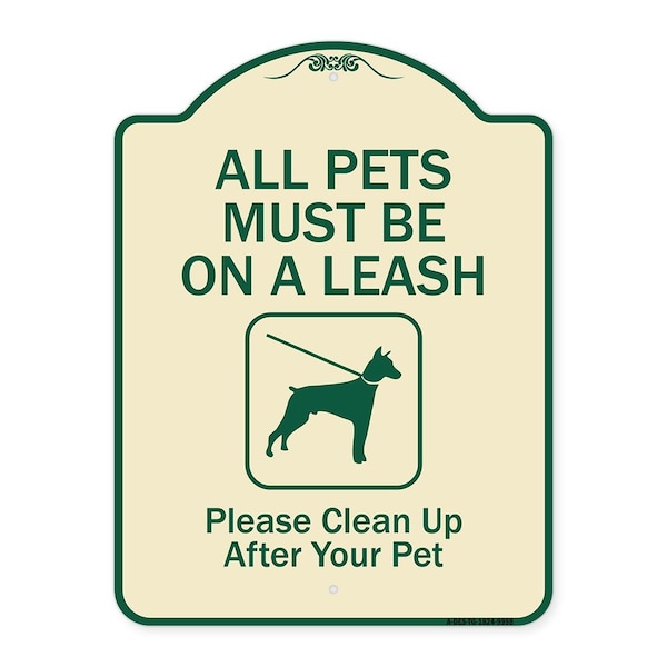 Signmission Designer Series-All Pets Must Be On A Leash Please Clean Up After Your Pet, 24" x 18", TG-1824-9998 A-DES-TG-1824-9998 - main